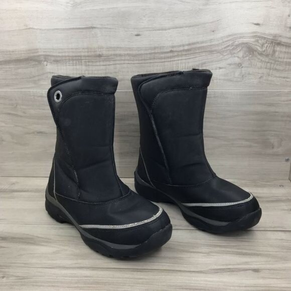 Lands End Boots Youth 5 Black Snow Winter Hook and Loop - Picture 4 of 13